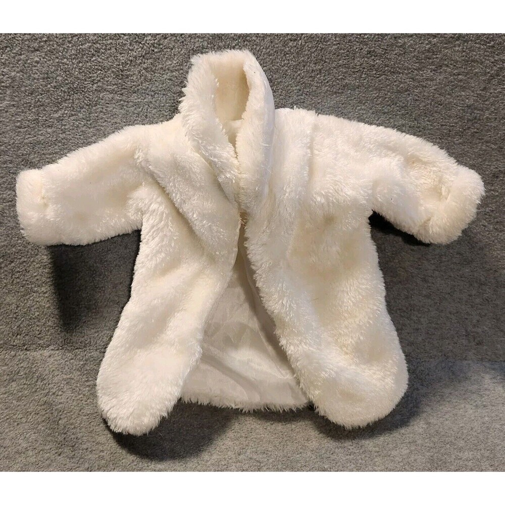 Vintage 1996 Fibre-Craft White Winter Fur Coat - Fits 18" American Girl Dolls